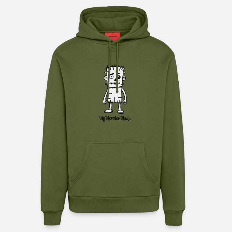 Mignon monstre monstre disant citation - Sweat à capuche bio décontracté fabriqué en UE - MOSS GREEN