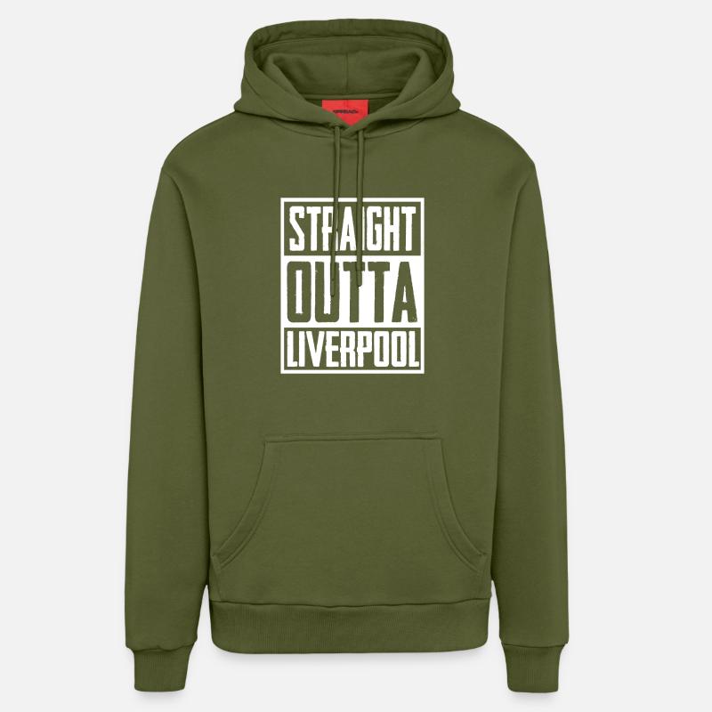 Droite Outta Liverpool - Sweat à capuche bio décontracté fabriqué en UE - MOSS GREEN