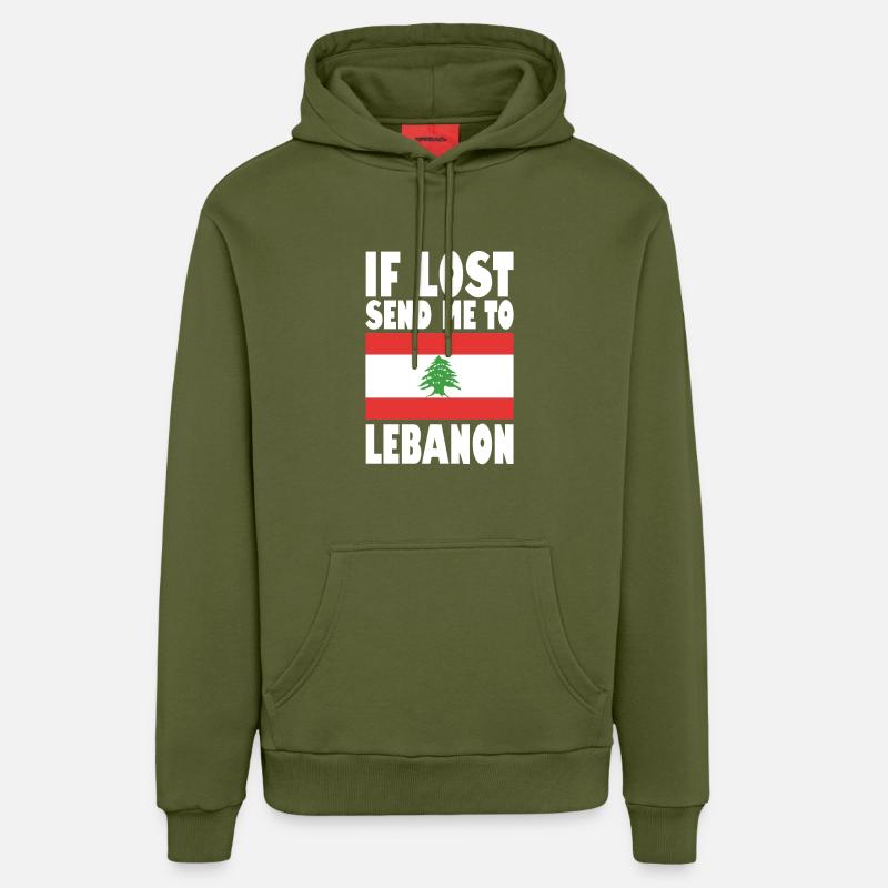 Drapeau du Liban - Sweat à capuche bio décontracté fabriqué en UE - MOSS GREEN