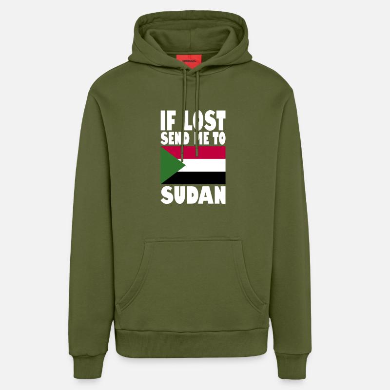 Drapeau du Soudan - Sweat à capuche bio décontracté fabriqué en UE - MOSS GREEN