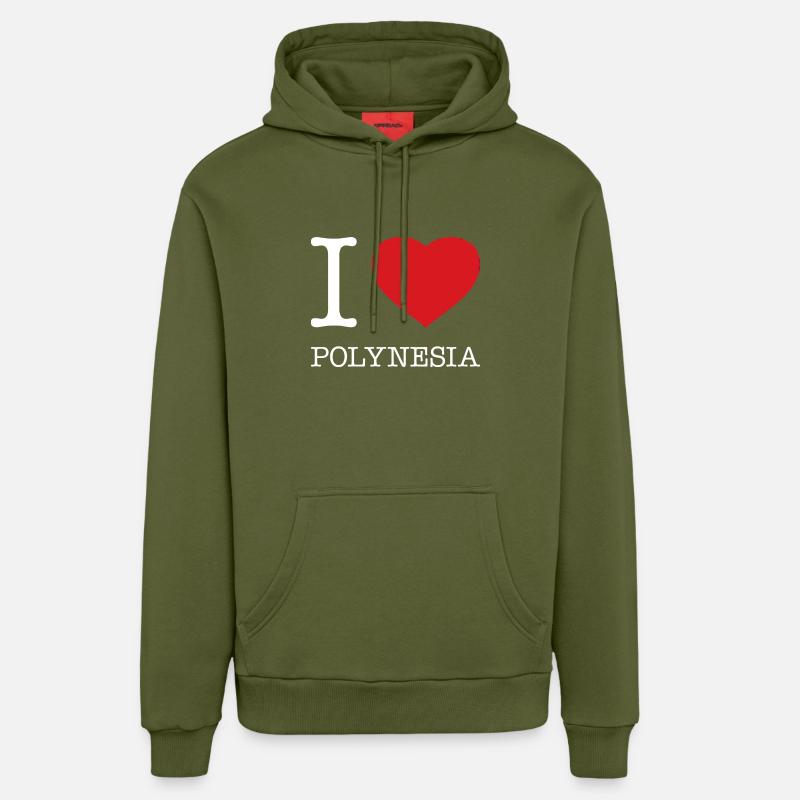 J’ADORE LA POLYNÉSIE - Sweat à capuche bio décontracté fabriqué en UE - MOSS GREEN