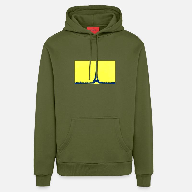 Tour Eiffel dans abstrait - Sweat à capuche bio décontracté fabriqué en UE - MOSS GREEN