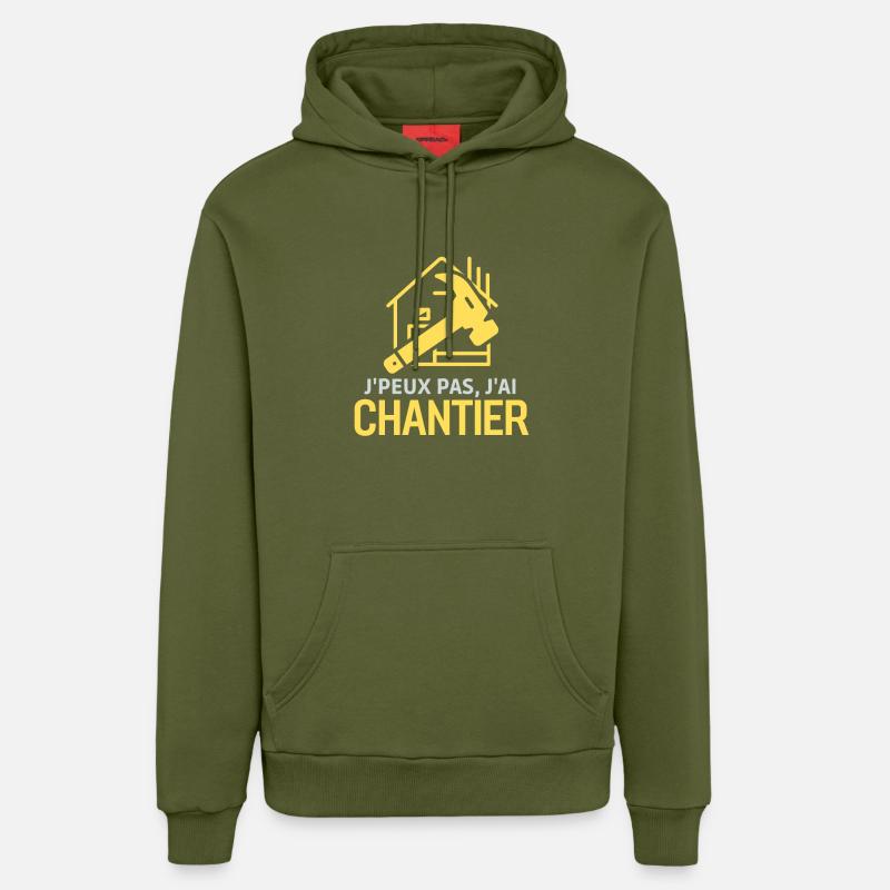 Chantier de construction - Sweat à capuche bio décontracté fabriqué en UE - MOSS GREEN