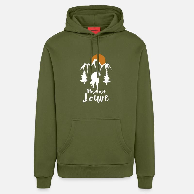 Maman Louve 1 - Sweat à capuche bio décontracté fabriqué en UE - MOSS GREEN