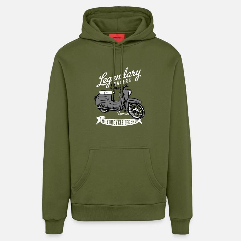 Simson Schwalbe Cyclomoteur RDA - Sweat à capuche bio décontracté fabriqué en UE - MOSS GREEN