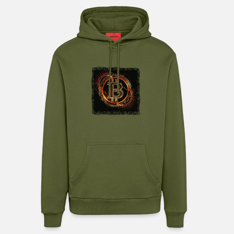 Circuits Grunge numériques Bitcoin - Sweat à capuche bio décontracté fabriqué en UE - MOSS GREEN