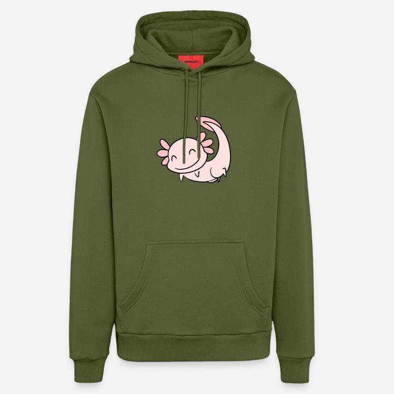 Axolotl Rose Doux - Sweat à capuche bio décontracté fabriqué en UE - MOSS GREEN