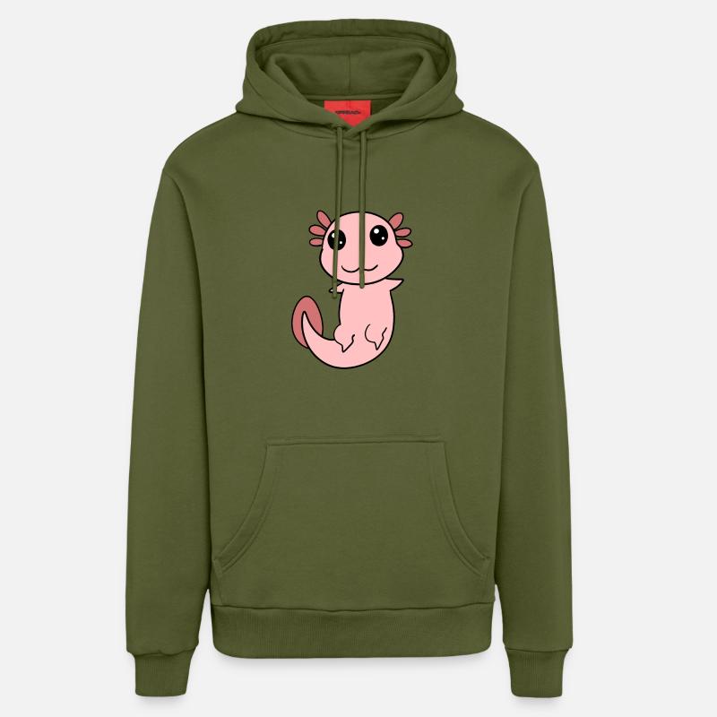 Axolotl Rose Doux - Sweat à capuche bio décontracté fabriqué en UE - MOSS GREEN