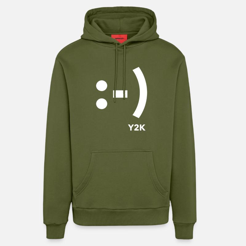 Sourire Y2K Blanc - Sweat à capuche bio décontracté fabriqué en UE - MOSS GREEN