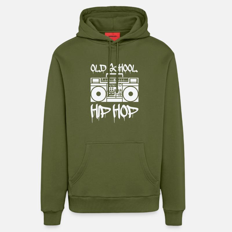ghettoblaster old school - Organic Relaxed Hoodie Made in EU - MOSS GREEN
