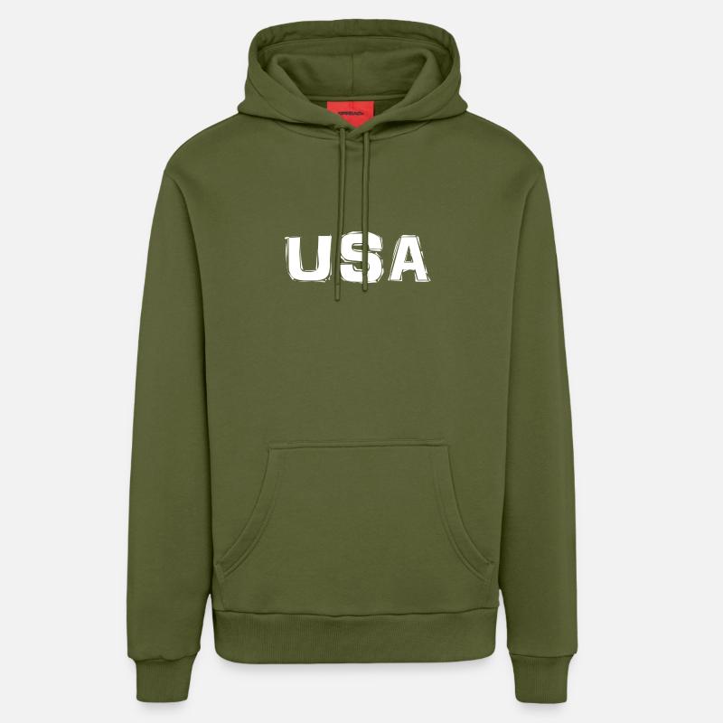 Etats-Unis - Sweat à capuche bio décontracté fabriqué en UE - MOSS GREEN
