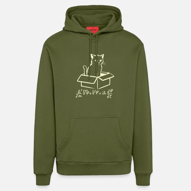 Le chat de Schrödinger - Sweat à capuche bio décontracté fabriqué en UE - MOSS GREEN