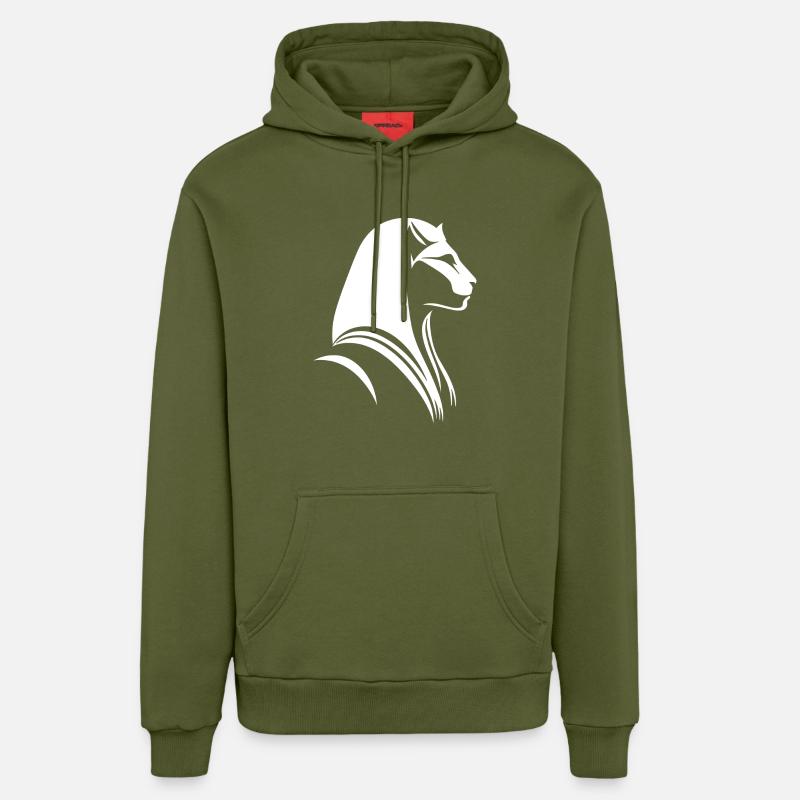 Chat Egypte Pharaon Silhouette - Sweat à capuche bio décontracté fabriqué en UE - MOSS GREEN