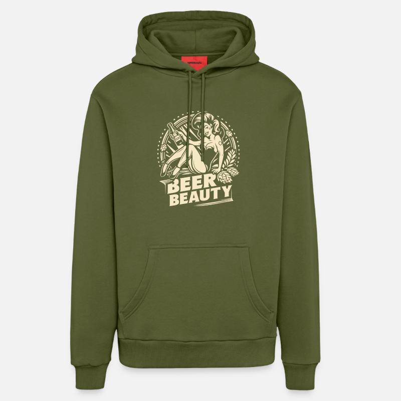 Beauté de la bière - Sweat à capuche bio décontracté fabriqué en UE - MOSS GREEN