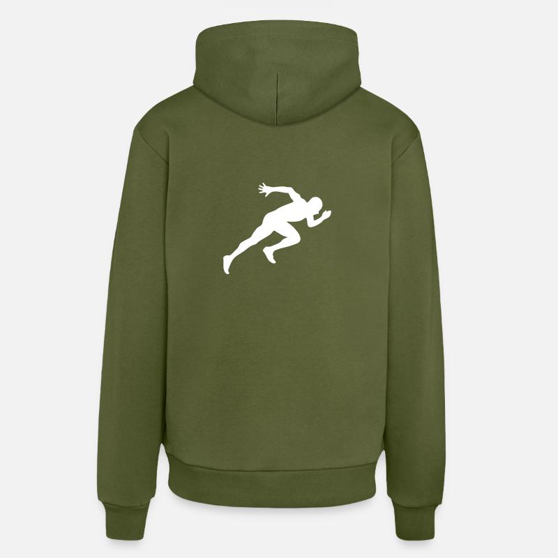 running without stripes - Sweat à capuche bio décontracté fabriqué en UE - MOSS GREEN