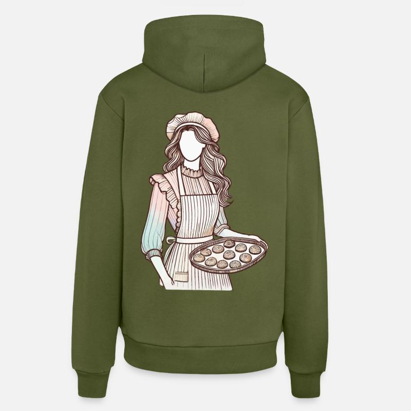 Breloque du boulanger aimant - Sweat à capuche bio décontracté fabriqué en UE - MOSS GREEN