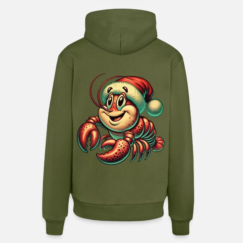 Homard de Noël avec chapeau - Sweat à capuche bio décontracté fabriqué en UE - MOSS GREEN