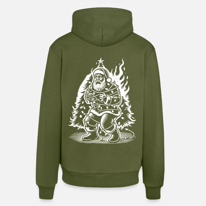 Electro Surprise Père Noël Humour - Sweat à capuche bio décontracté fabriqué en UE - MOSS GREEN