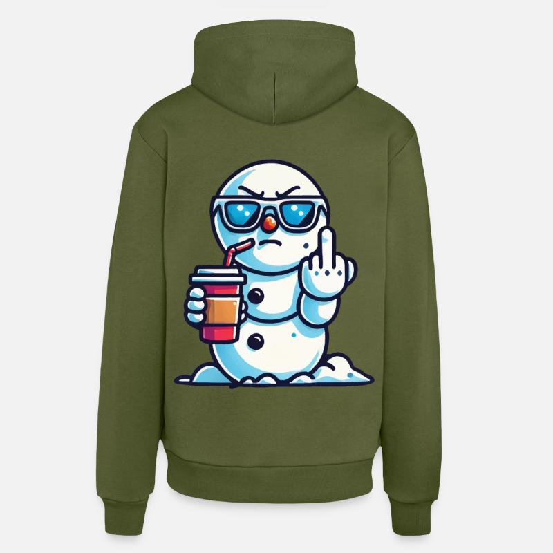 Cooler Schneemann Mit Statement - Organic Relaxed Hoodie Made in EU - MOSS GREEN