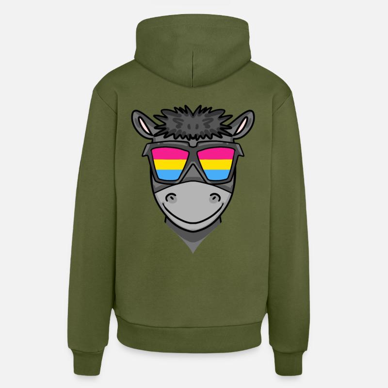 Âne - Sweat à capuche bio décontracté fabriqué en UE - MOSS GREEN