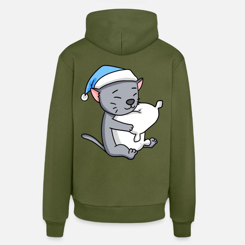 Chat race korat - Sweat à capuche bio décontracté fabriqué en UE - MOSS GREEN