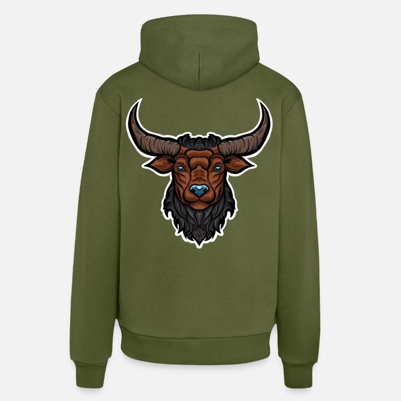 Taureau - Sweat à capuche bio décontracté fabriqué en UE - MOSS GREEN