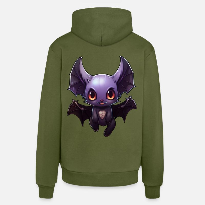 Anime de chauve-souris - Sweat à capuche bio décontracté fabriqué en UE - MOSS GREEN