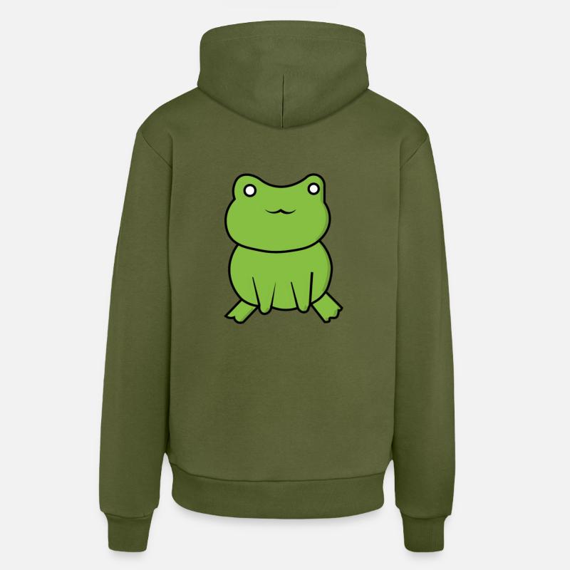 Frog Comic Drawing Funny - Sweat à capuche bio décontracté fabriqué en UE - MOSS GREEN