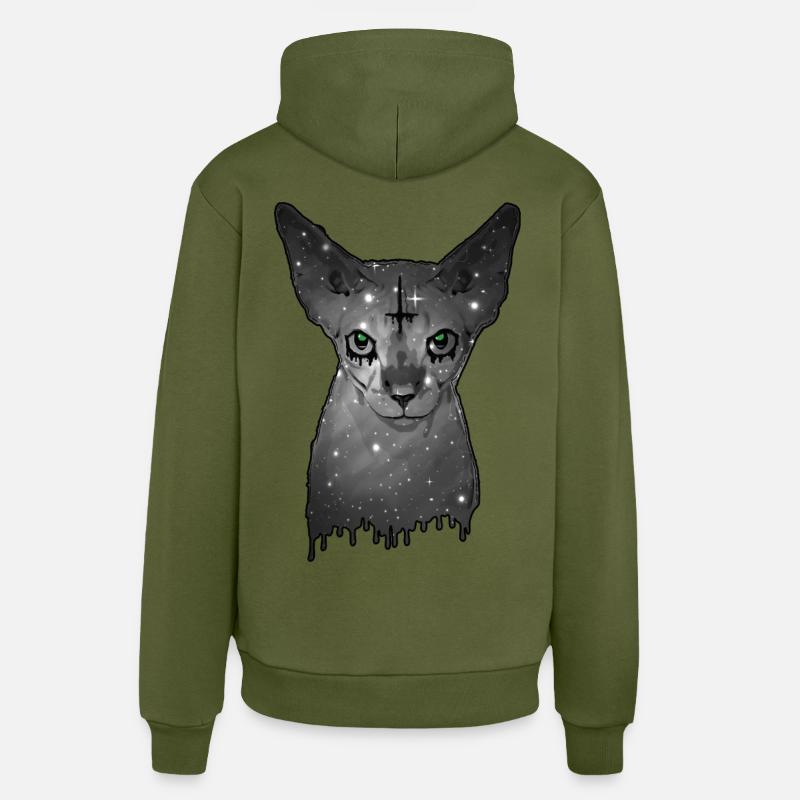 Chat égyptien Sphynx Cat - Sweat à capuche bio décontracté fabriqué en UE - MOSS GREEN