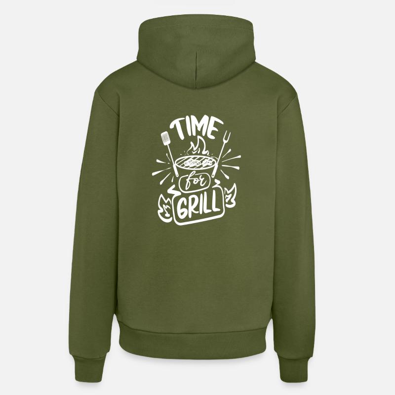 C’est l’heure des grillades - Sweat à capuche bio décontracté fabriqué en UE - MOSS GREEN