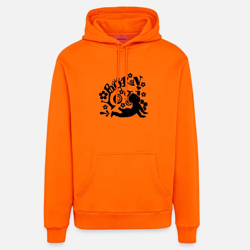 Born Yogi Baby (1c) - Sweat à capuche bio décontracté fabriqué en UE - SUNSET ORANGE