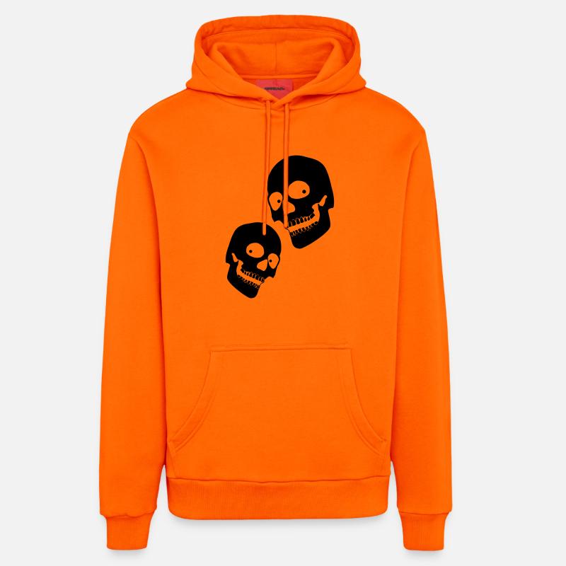 twoskulls1 - Sweat à capuche bio décontracté fabriqué en UE - SUNSET ORANGE