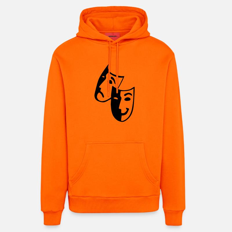 Masque - Théâtre - Scène - Sweat à capuche bio décontracté fabriqué en UE - SUNSET ORANGE