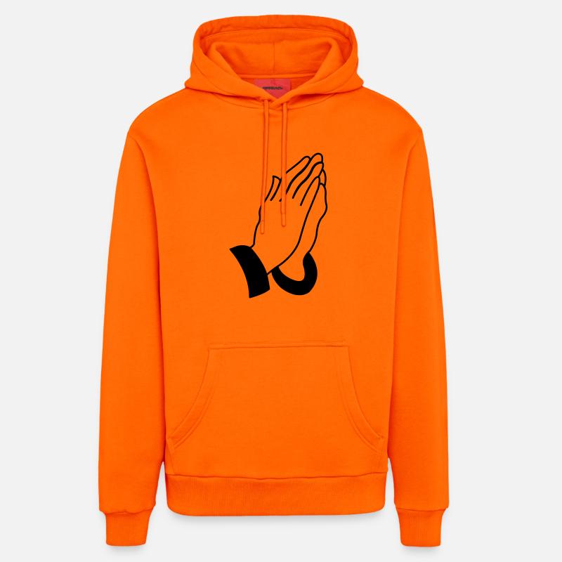 praying_hands_001 - Sweat à capuche bio décontracté fabriqué en UE - SUNSET ORANGE