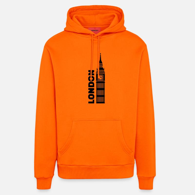 Londres - Sweat à capuche bio décontracté fabriqué en UE - SUNSET ORANGE