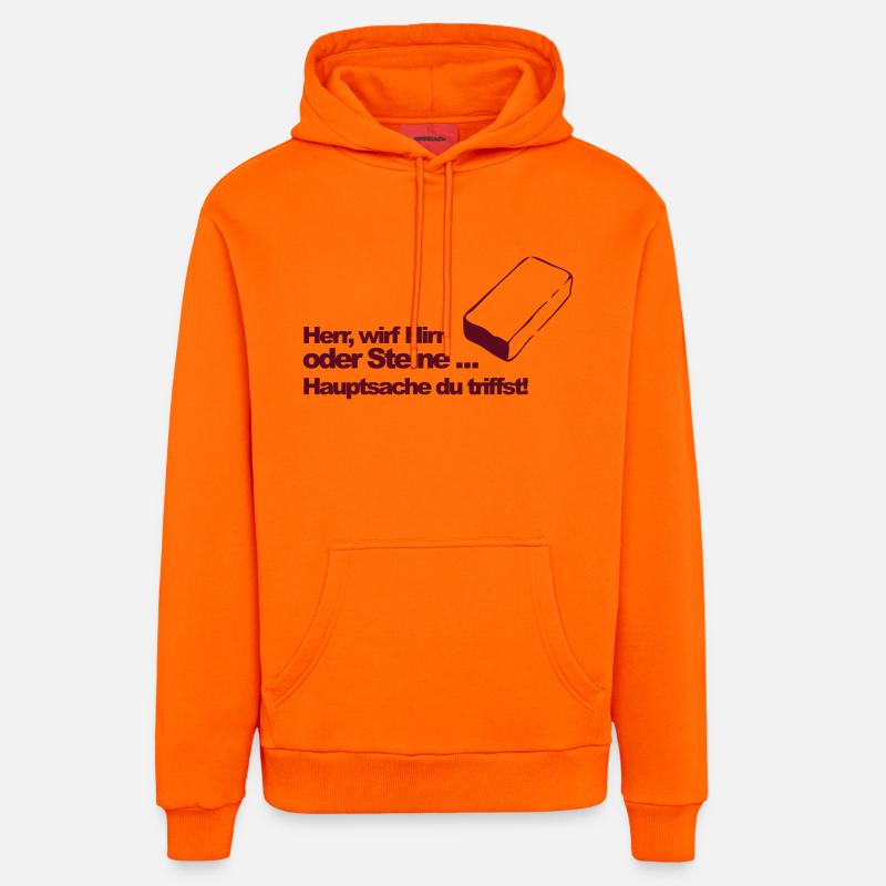 Hirn oder Steine (md) - Organic Relaxed Hoodie Made in EU - SUNSET ORANGE