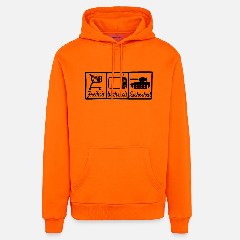 liberté véritable sécurité - Sweat à capuche bio décontracté fabriqué en UE - SUNSET ORANGE