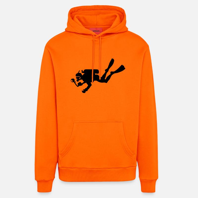 plongeur photographe - Sweat à capuche bio décontracté fabriqué en UE - SUNSET ORANGE