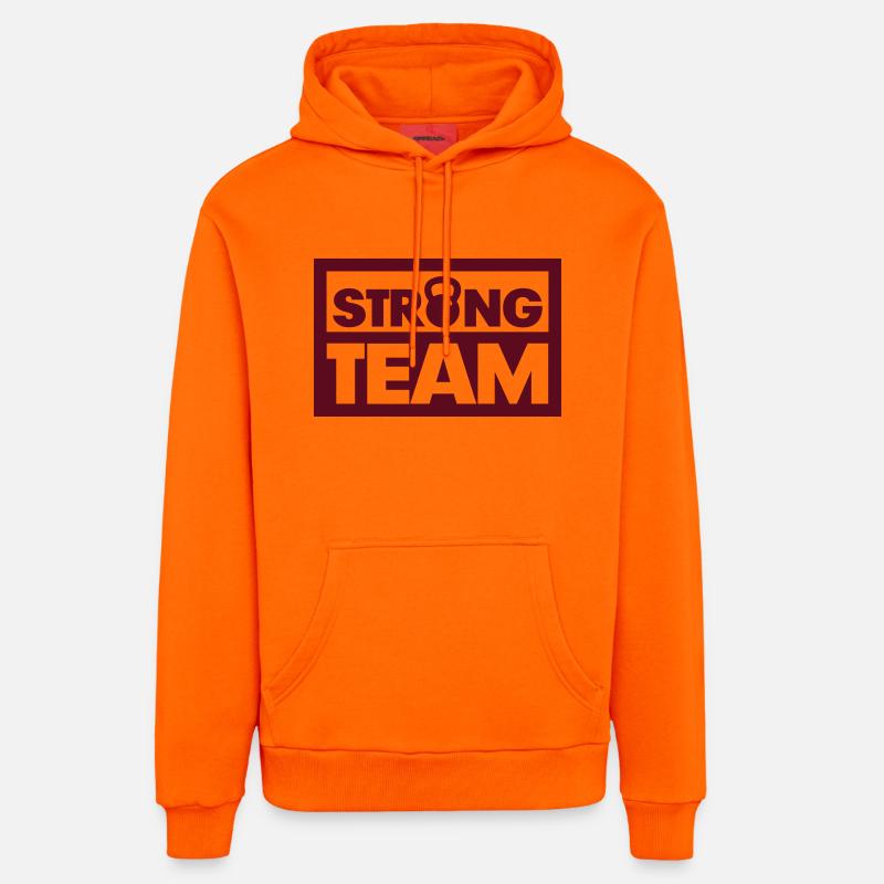 Une équipe solide - Sweat à capuche bio décontracté fabriqué en UE - SUNSET ORANGE