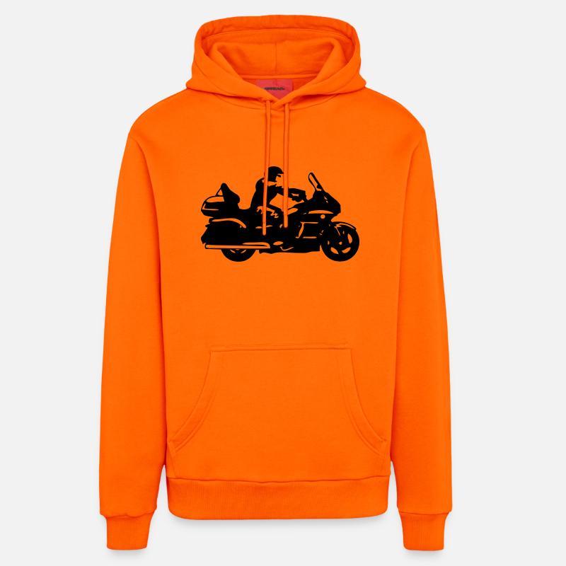 dessin moto Goldwing Gt - Sweat à capuche bio décontracté fabriqué en UE - SUNSET ORANGE