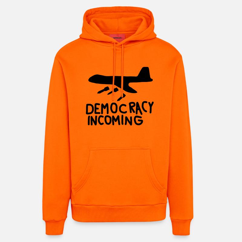 Democracy Incoming - Sweat à capuche bio décontracté fabriqué en UE - SUNSET ORANGE