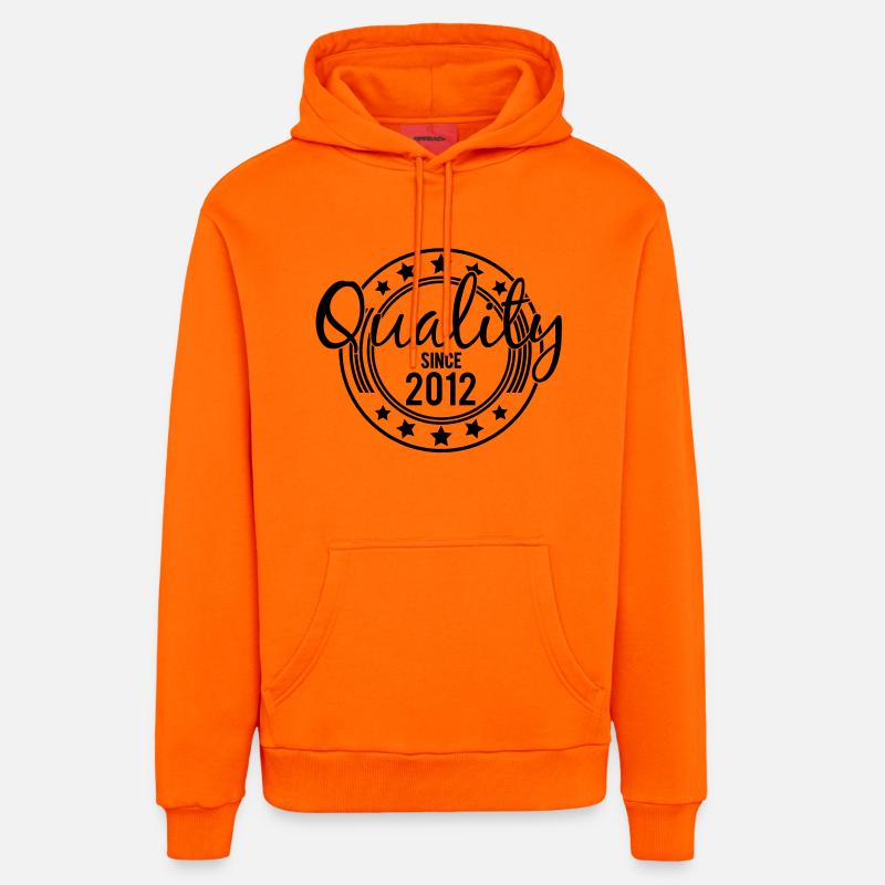 Birthday - Quality since 2012 (fr) - Sweat à capuche bio décontracté fabriqué en UE - SUNSET ORANGE