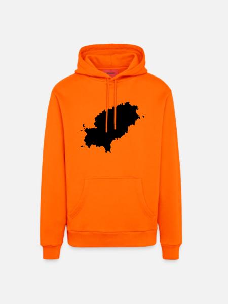 ibiza island map - Organic Relaxed Hoodie Made in EU - SUNSET ORANGE