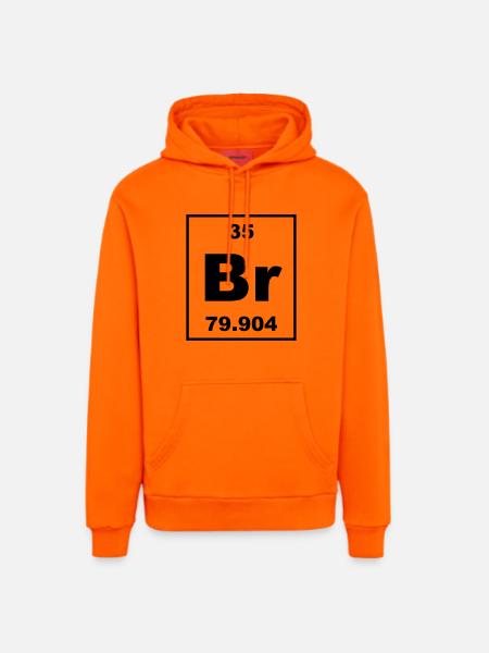 Bromine (Br) (element 35) - Organic Relaxed Hoodie Made in EU - SUNSET ORANGE