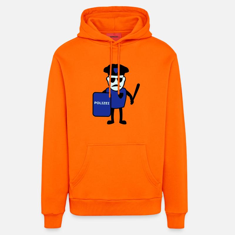 Policeman avec matraque - Sweat à capuche bio décontracté fabriqué en UE - SUNSET ORANGE
