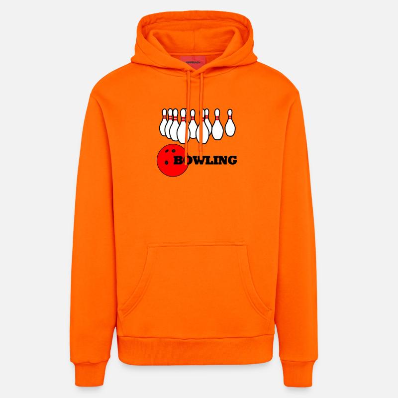 Logo de bowling - Sweat à capuche bio décontracté fabriqué en UE - SUNSET ORANGE