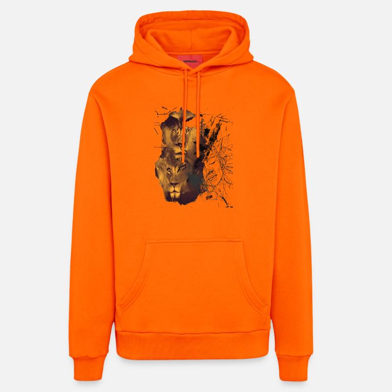 « Leo_25 » par Acryl Galerie & Design - Sweat à capuche bio décontracté fabriqué en UE - SUNSET ORANGE