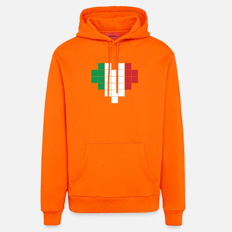 Pixel Heart Drapeau de l’Italie - Sweat à capuche bio décontracté fabriqué en UE - SUNSET ORANGE
