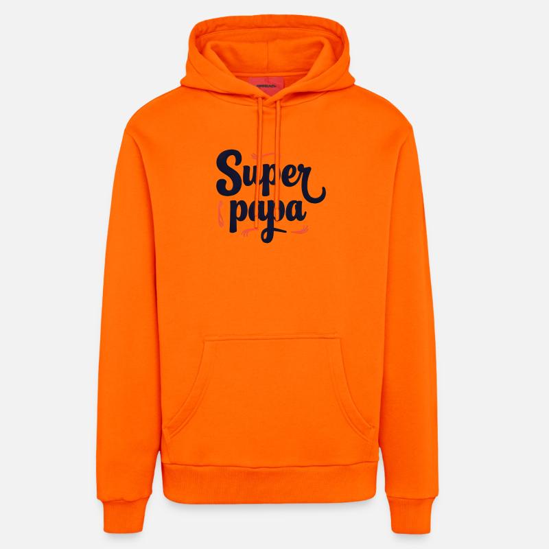 Super Dad Script Sewing - Organic Relaxed Hoodie Made in EU - SUNSET ORANGE