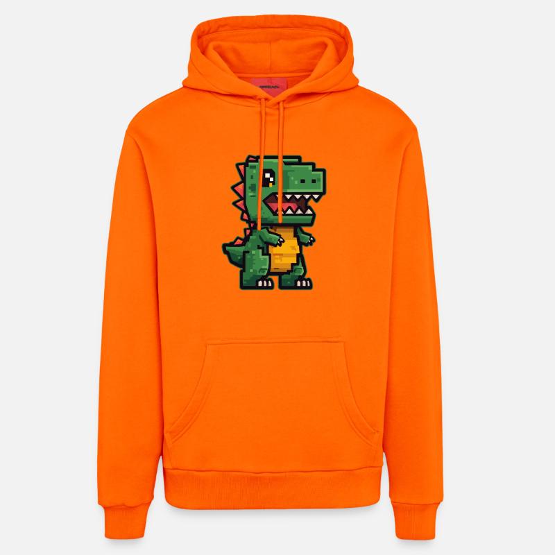 Mignon dino pixel au look rétro - Sweat à capuche bio décontracté fabriqué en UE - SUNSET ORANGE